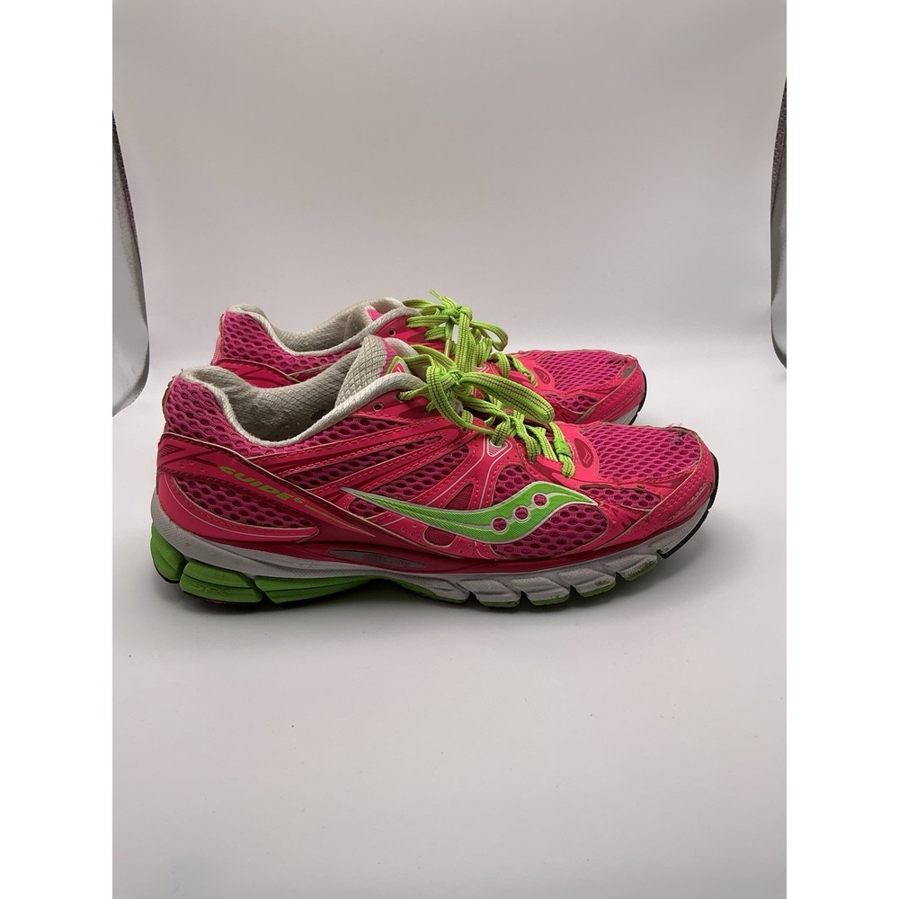 Saucony Guide Womens 9.5 Pink Green Running Shoes Athletic Sneakers